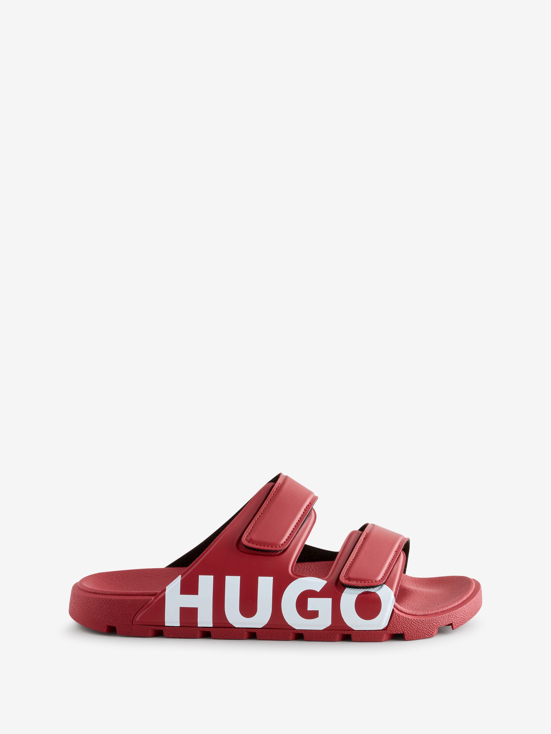 HUGO Red Sandals Slide  with Embossed Branding and Textured Sole NWT Hugo Boss Match It Slides For Men (Dark Red) – Rafaelos main image 2