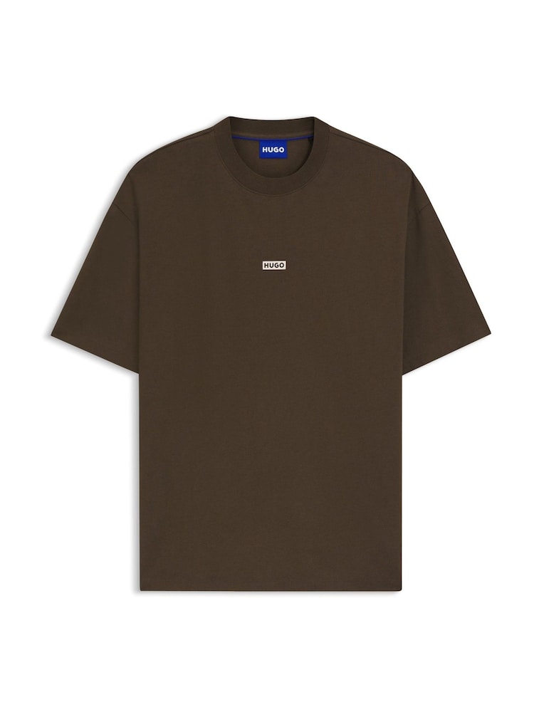 HUGO Brown Back Print Logo Oversize T-Shirt - Image 5 of 5 HUGO Brown Back Print Logo Oversize T-Shirt - Image 5 of 5
