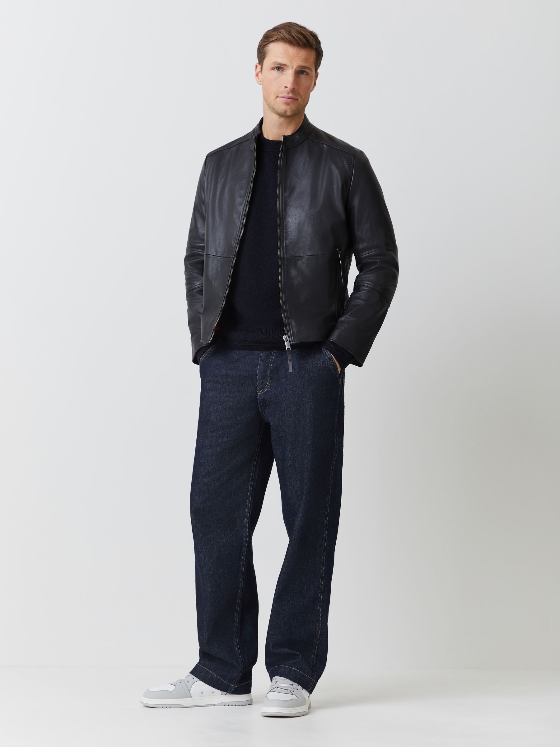 Buy HUGO Black Leather Jacket from the Next UK online shop