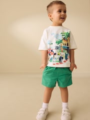 Cream Watercolour Race Car Scene Short Sleeve Back Print T-Shirt (3mths-7yrs) - Image 2 of 7