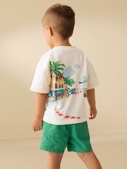 Cream Watercolour Race Car Scene Short Sleeve Back Print T-Shirt (3mths-7yrs) - Image 3 of 7