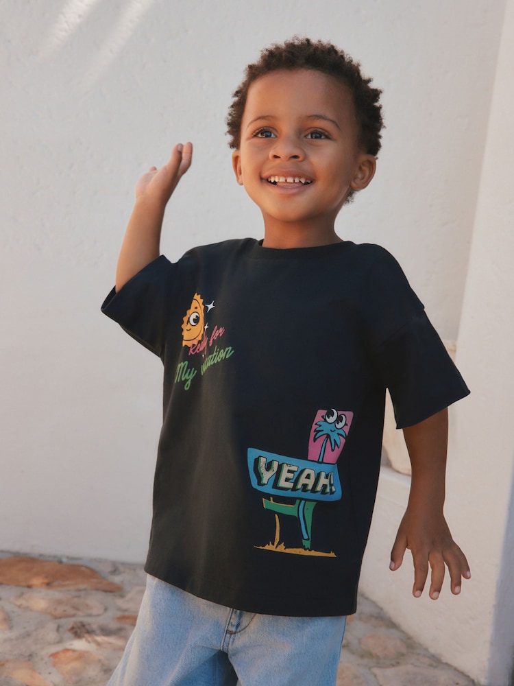 Black Retro Motel Oversized Short Sleeve Back Print T-Shirt (3mths-7yrs) - Image 2 of 6 Black Retro Motel Oversized Short Sleeve Back Print T-Shirt (3mths-7yrs) - Image 2 of 6