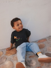 Black Retro Motel Oversized Short Sleeve Back Print T-Shirt (3mths-7yrs) - Image 3 of 6