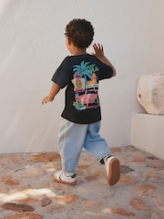 Black Retro Motel Oversized Short Sleeve Back Print T-Shirt (3mths-7yrs) - Image 4 of 6