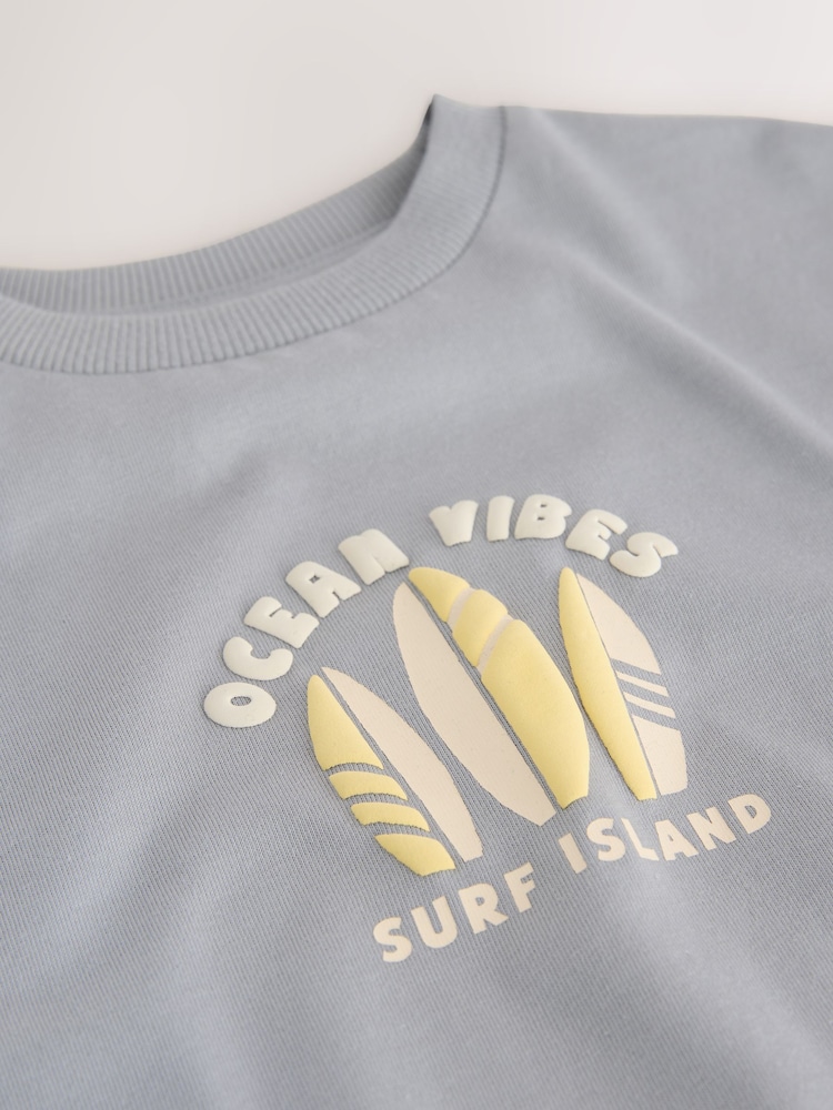 Grey Ocean Vibes Short Sleeve Graphic T-Shirt (3mths-7yrs) - Image 7 of 7