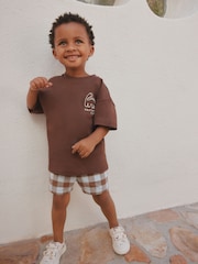 Chocolate Brown Dinosaur Club Oversized Short Sleeve Back Print T-Shirt (3mths-7yrs) - Image 1 of 16