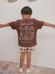 Chocolate Brown Dinosaur Club Oversized Short Sleeve Back Print T-Shirt (3mths-7yrs) - Image 10 of 16