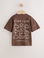 Chocolate Brown Dinosaur Club Oversized Short Sleeve Back Print T-Shirt (3mths-7yrs) - Image 13 of 16