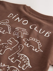 Chocolate Brown Dinosaur Club Oversized Short Sleeve Back Print T-Shirt (3mths-7yrs) - Image 15 of 16
