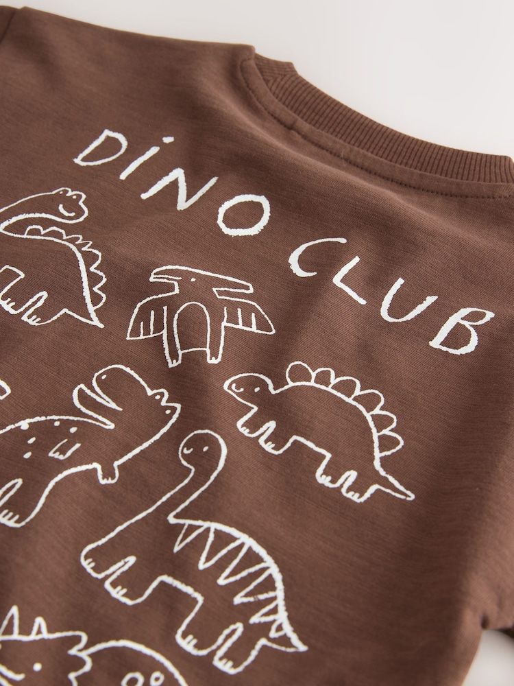 Chocolate Brown Dinosaur Club Oversized Short Sleeve Back Print T-Shirt (3mths-7yrs) - Image 15 of 15