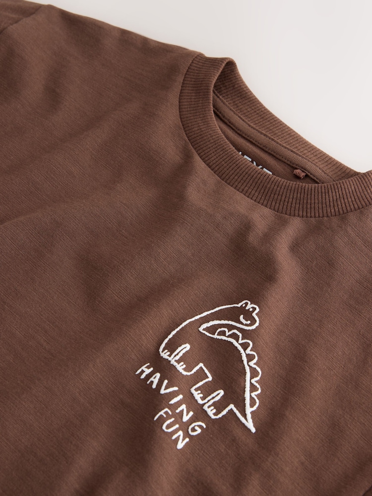 Chocolate Brown Dinosaur Club Oversized Short Sleeve Back Print T-Shirt (3mths-7yrs) - Image 16 of 16 Chocolate Brown Dinosaur Club Oversized Short Sleeve Back Print T-Shirt (3mths-7yrs) - Image 16 of 16