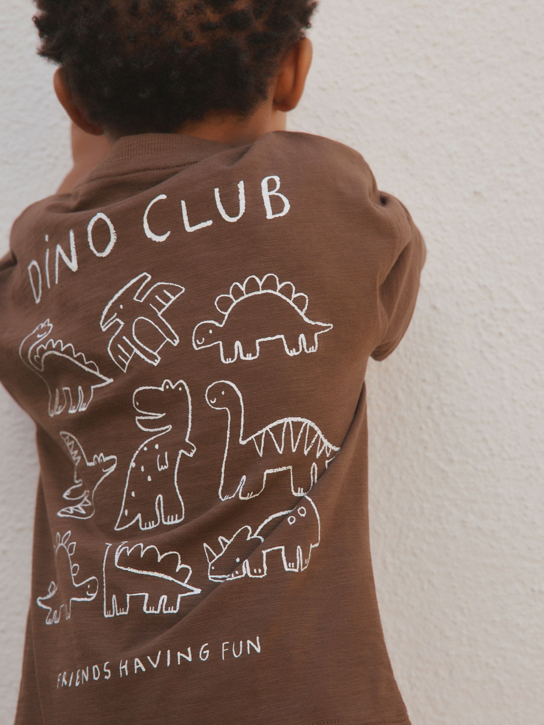 Buy Chocolate Brown Dinosaur Club Oversized Short Sleeve Back