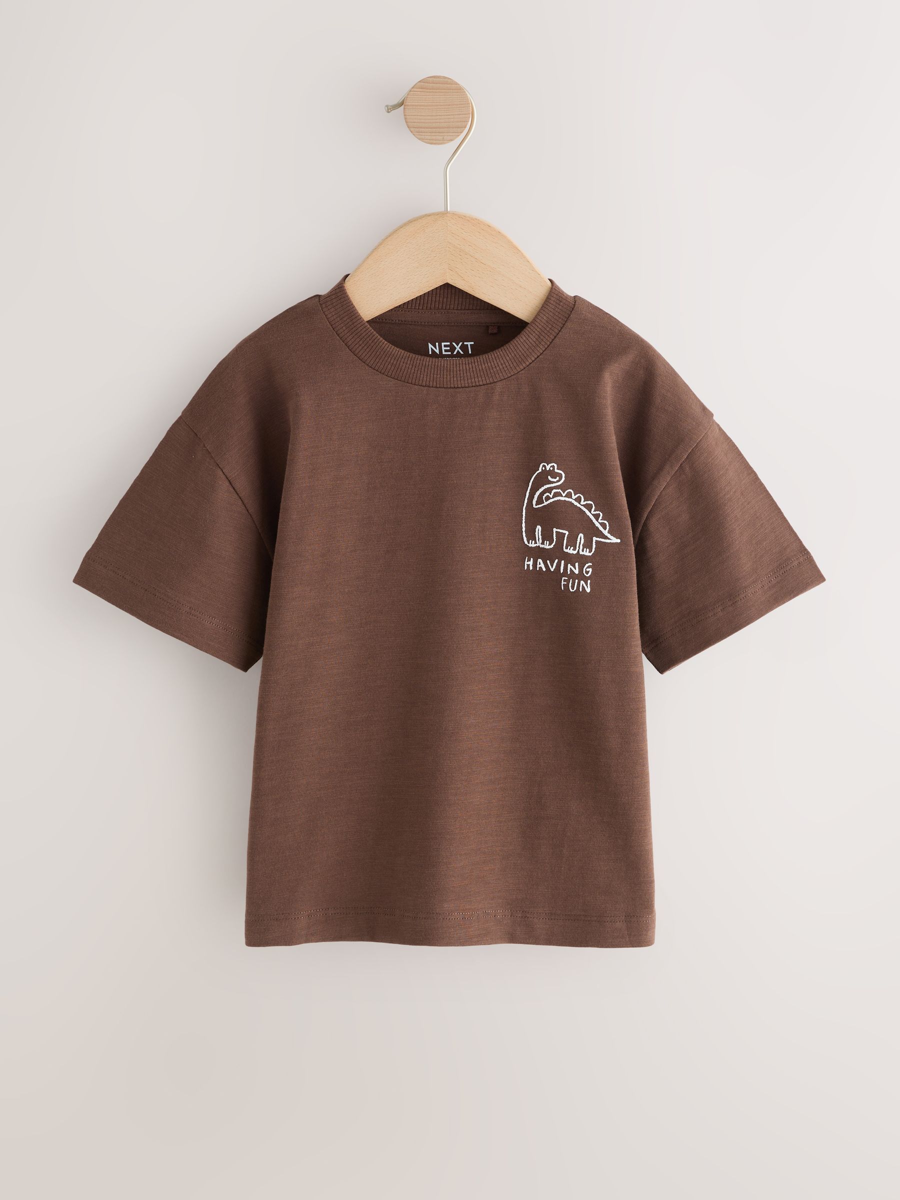 Buy Chocolate Brown Dinosaur Club Oversized Short Sleeve Back