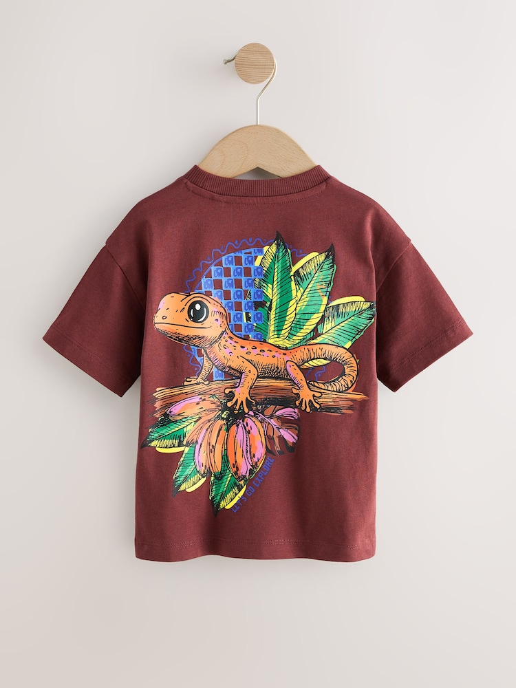 Burgundy Red Gecko Short Sleeve Back Print T-Shirt (3mths-7yrs) - Image 2 of 4 Burgundy Red Gecko Short Sleeve Back Print T-Shirt (3mths-7yrs) - Image 2 of 4