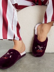 River Island Red Embroidered Cherry Mule Slippers - Image 1 of 6