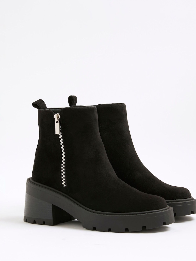 River Island Black Block Heeled Side Zip Boots - Image 2 of 5
