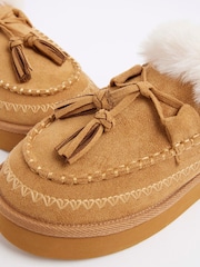 River Island Brown Whipstitch Tassle Slippers - Image 6 of 6