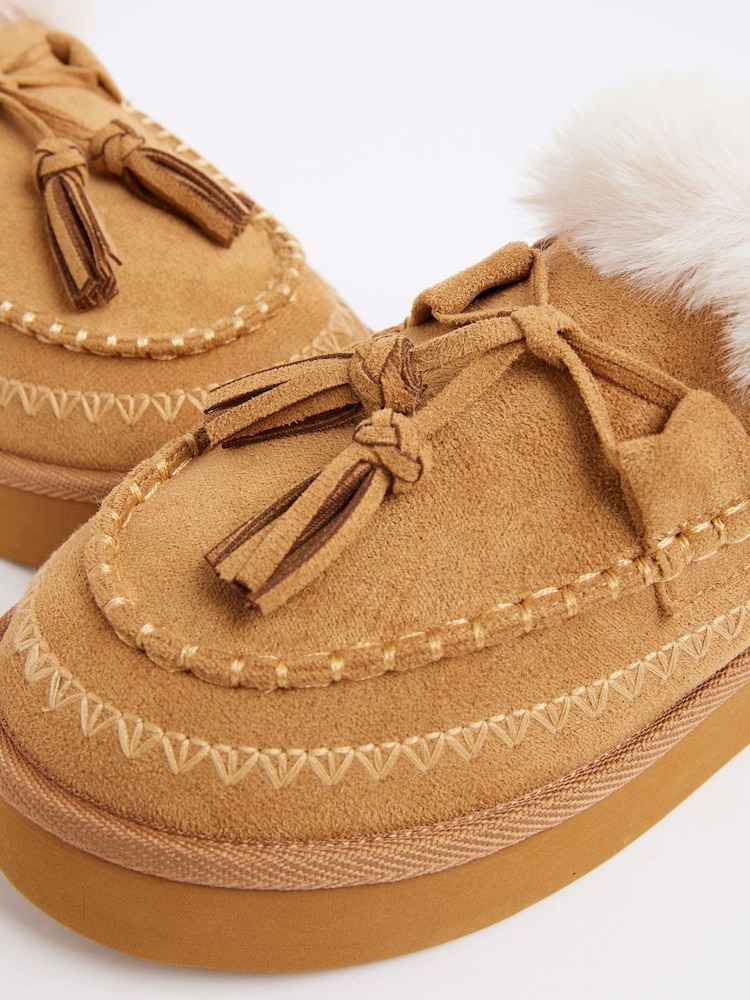 River Island Brown Whipstitch Tassle Slippers - Image 6 of 6