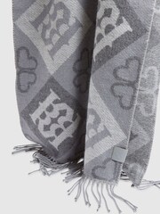 River Island Grey Grey Tile Monogram Scarf - Image 3 of 3