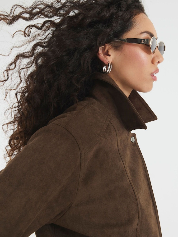 River Island Brown Suedette Relaxed Jacket - Image 4 of 4