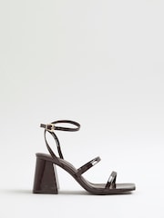 River Island Brown Strappy Block Heel Sandals - Image 1 of 5