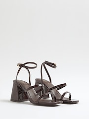 River Island Brown Strappy Block Heel Sandals - Image 2 of 5