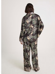 River Island Black Tropical Print Satin Pyjamas Set - Image 5 of 6