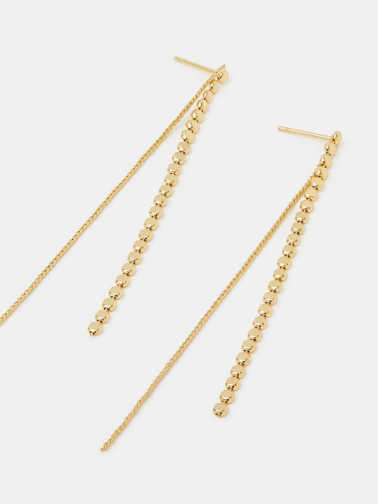 Accessorize Gold Tone 14ct Plated Chain Drop Earrings - Image 2 of 3