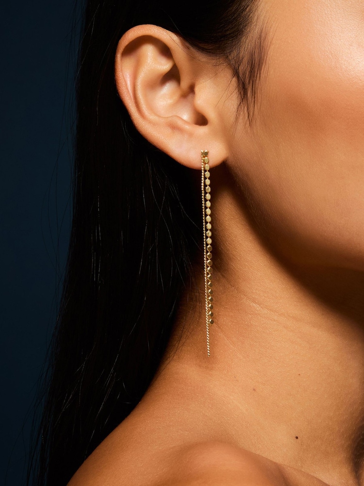 Accessorize Gold Tone 14ct Plated Chain Drop Earrings - Image 3 of 3