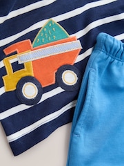 Blue/White Digger Short Sleeve T-Shirt and Shorts Set 2 Pack (3mths-7yrs) - Image 8 of 8