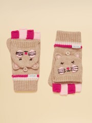 Joules Fold-Over Oat Cat Character Gloves - Image 1 of 4