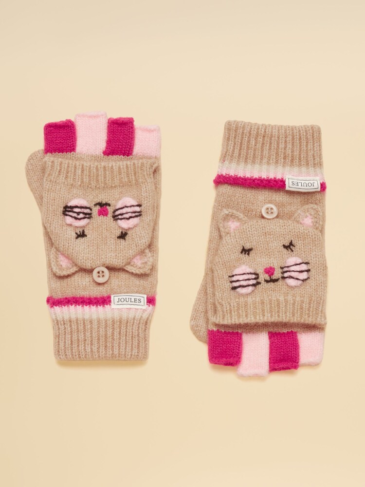 Joules Fold-Over Oat Cat Character Gloves - Image 1 of 4 Joules Fold-Over Oat Cat Character Gloves - Image 1 of 4