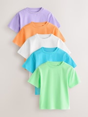White/Blue/Orange/Green/Purple Acid Wash Relaxed Fit Short Sleeve T-Shirts 5 Pack (3mths-7yrs) - Image 1 of 9