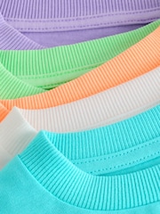 White/Blue/Orange/Green/Purple Acid Wash Relaxed Fit Short Sleeve T-Shirts 5 Pack (3mths-7yrs) - Image 8 of 9