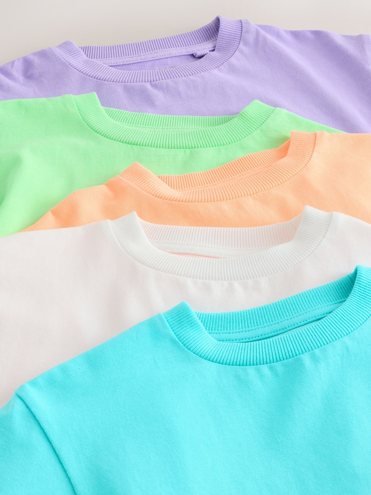 White/Blue/Orange/Green/Purple Acid Wash Relaxed Fit Short Sleeve T-Shirts 5 Pack (3mths-7yrs) - Image 9 of 9