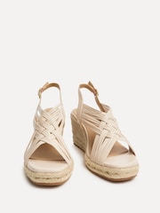 Linzi Nude Tamed Strappy Woven Espadrille Wedges - Image 3 of 5