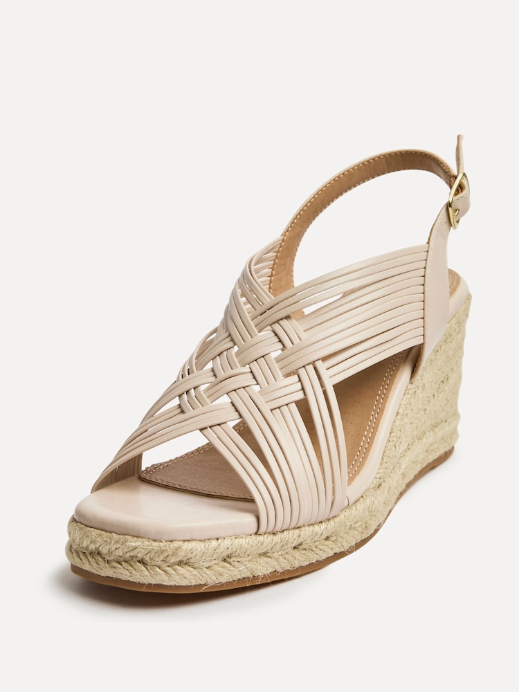 Linzi Nude Tamed Strappy Woven Espadrille Wedges - Image 5 of 5