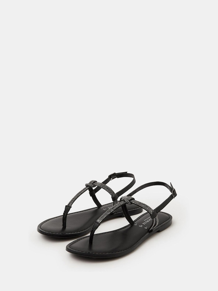 Accessorize Black Diamante Strappy Sandals - Image 1 of 2