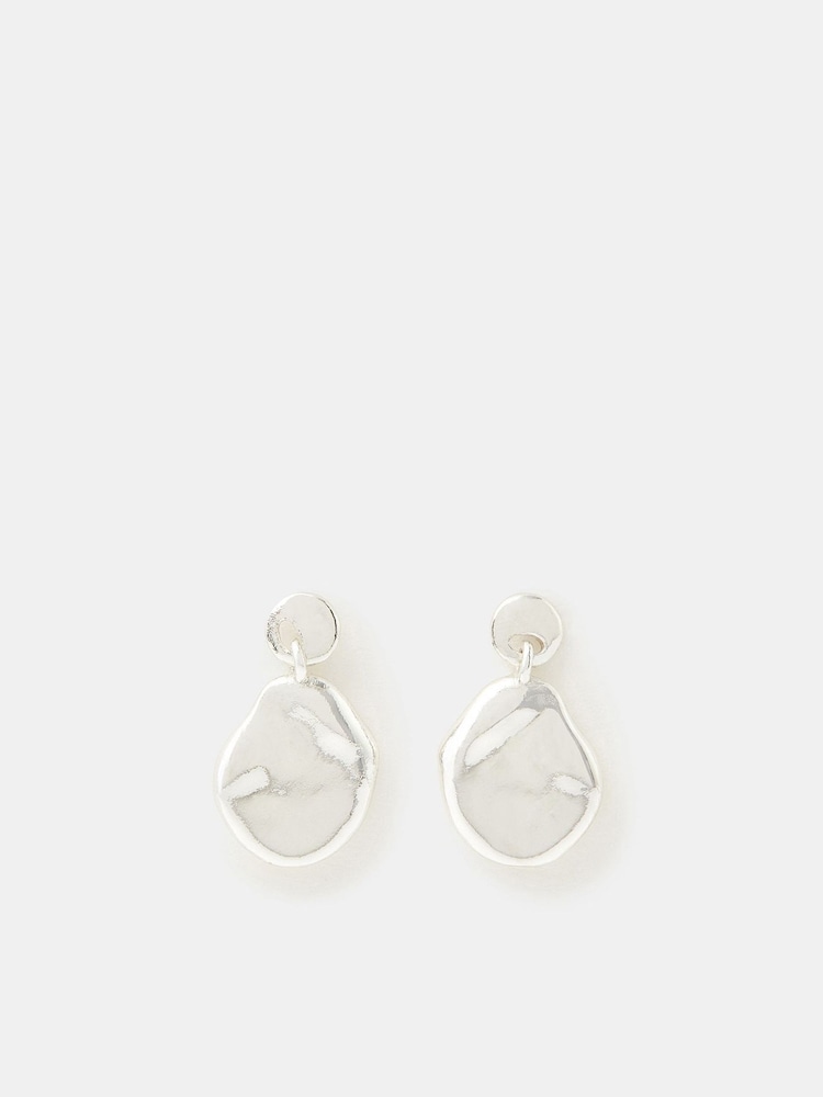 Accessorize Silver Tone Sterling Molten Drop Earrings - Image 2 of 3