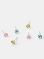 Accessorize Silver Tone 3 Pack Sterling Diamanté Stud Earrings - Image 1 of 3