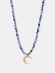 Accessorize Gold Tone 14ct Plated Bead Moon Pendant Necklace - Image 1 of 3
