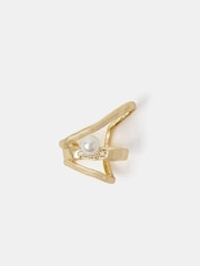 Accessorize Gold Tone 14ct Plated Pearl Ear Cuff - Image 3 of 4
