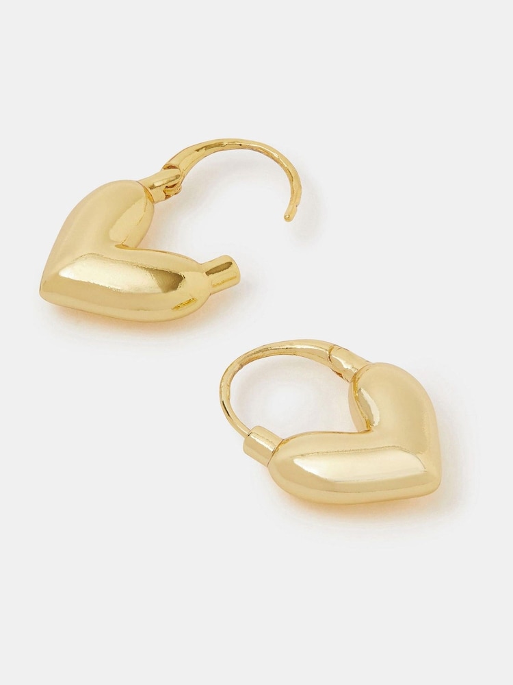 Accessorize Gold Tone 14ct Plated Bubble Heart Hoop Earrings - Image 1 of 2 Accessorize Gold Tone 14ct Plated Bubble Heart Hoop Earrings - Image 1 of 2