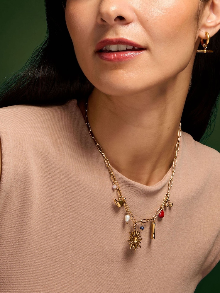 Accessorize Gold Tone Stainless Steel Cowboy Charm Necklace - Image 2 of 2 Accessorize Gold Tone Stainless Steel Cowboy Charm Necklace - Image 2 of 2