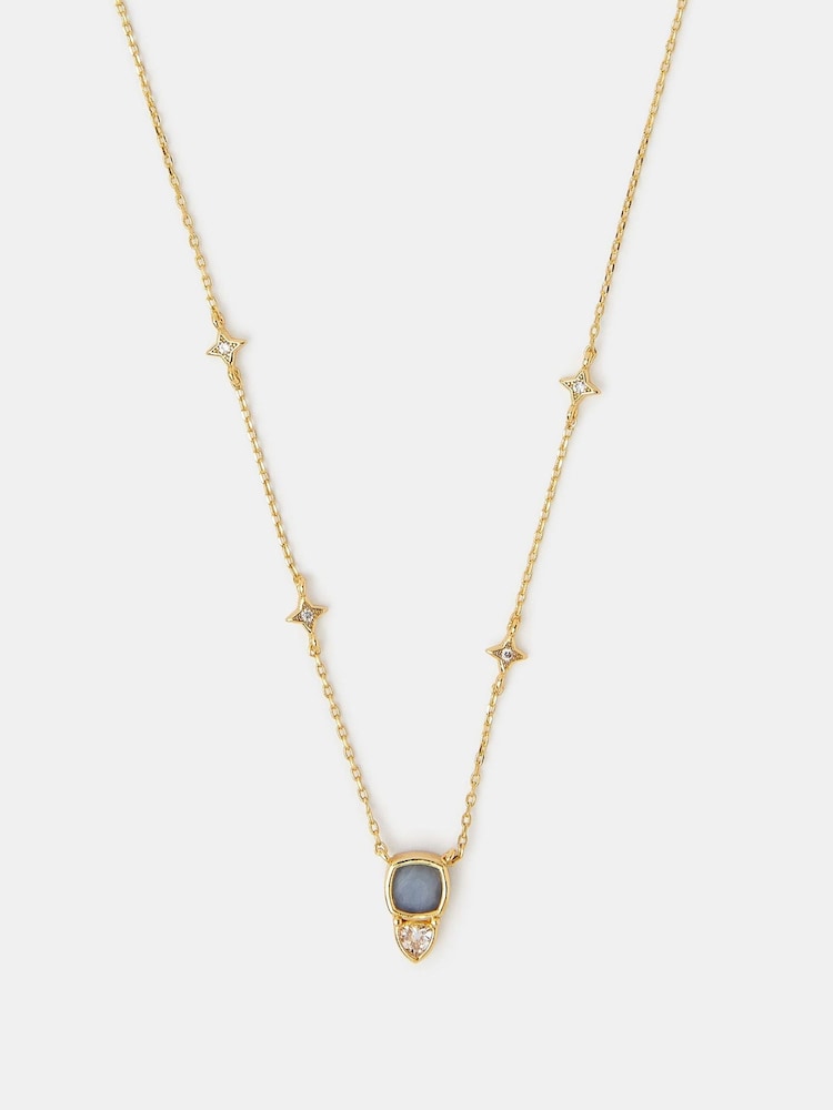 Accessorize Gold Tone 14ct Plated Star Stone Pendant Necklace - Image 1 of 3 Accessorize Gold Tone 14ct Plated Star Stone Pendant Necklace - Image 1 of 3