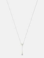 Accessorize Silver Tone Sterling Diamanté Lariat Necklace - Image 1 of 3
