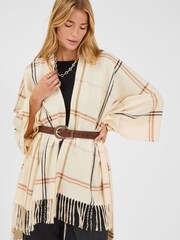 Accessorize Natural Check Print Poncho - Image 3 of 5
