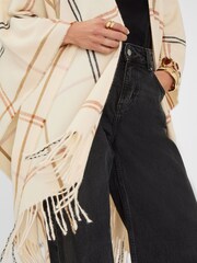 Accessorize Natural Check Print Poncho - Image 4 of 5