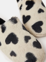 Accessorize Black Heart Fluffy Mule Slippers - Image 3 of 3