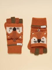 Joules Fold-Over Orange Fox Character Gloves - Image 1 of 4